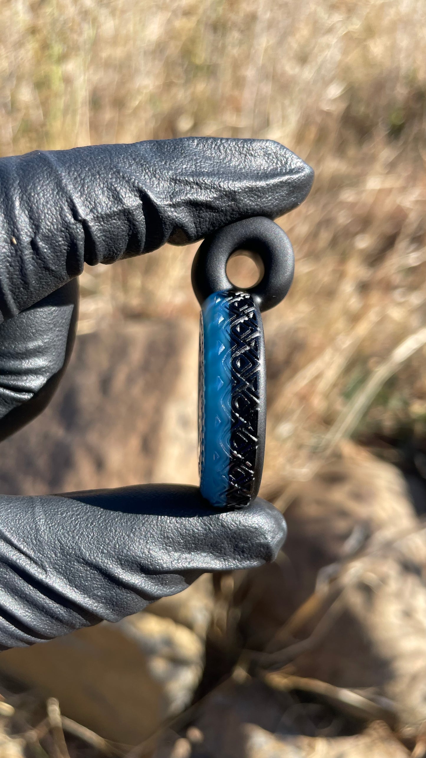 Carved Glass Pendant with Opal