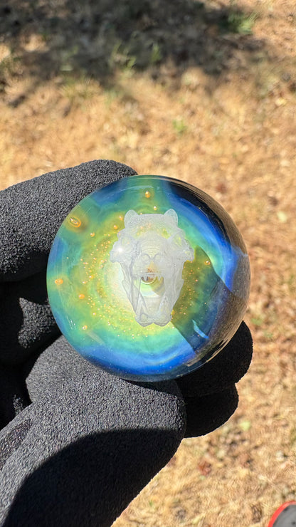 Saber Tooth Skull Cosmic Object #3  w/ Crushed Opal (34.5mm/1.35")