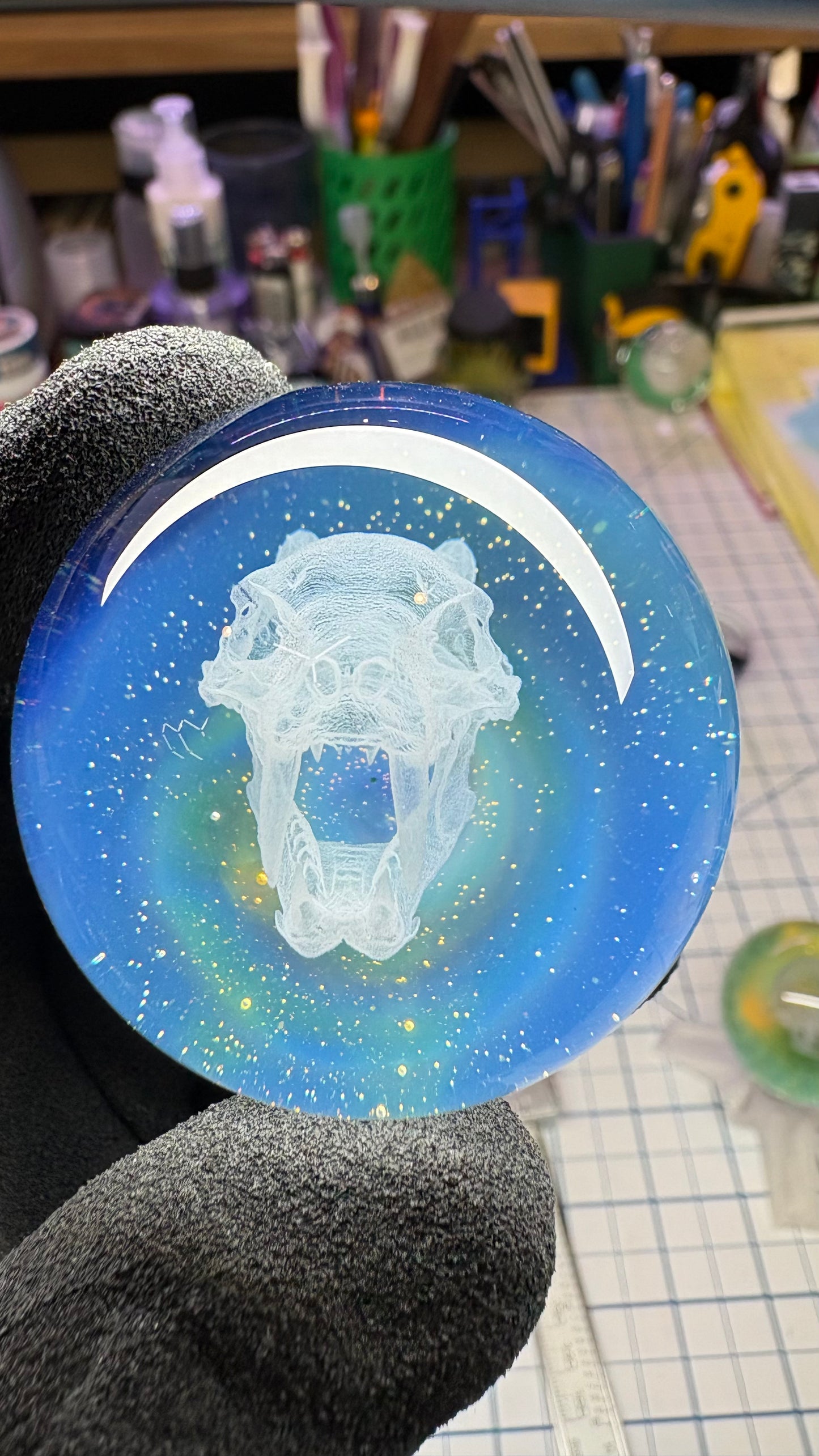 Saber Tooth Skull Cosmic Object #5 (slightly off-center) (42mm/1.5")