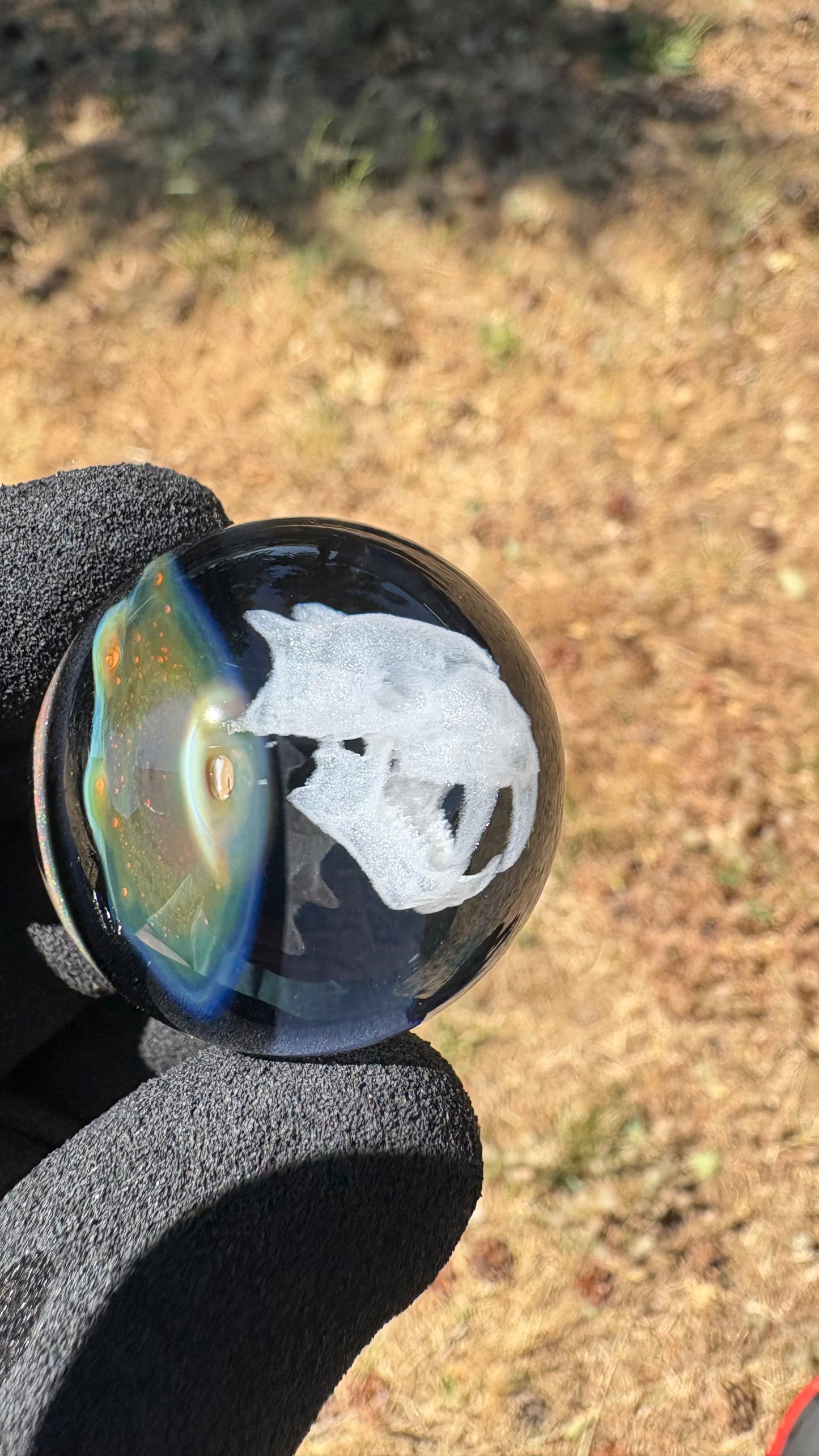 Saber Tooth Skull Cosmic Object #3  w/ Crushed Opal (34.5mm/1.35")