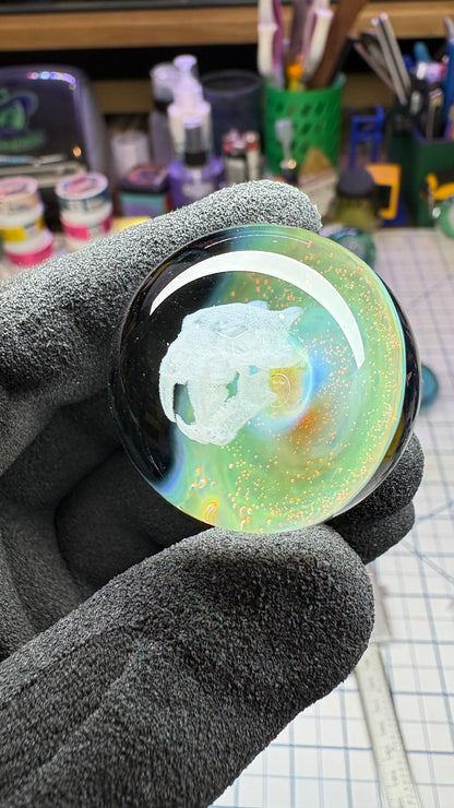 Saber Tooth Skull Cosmic Object #2 w/ Crushed Opal (33mm/1.2")
