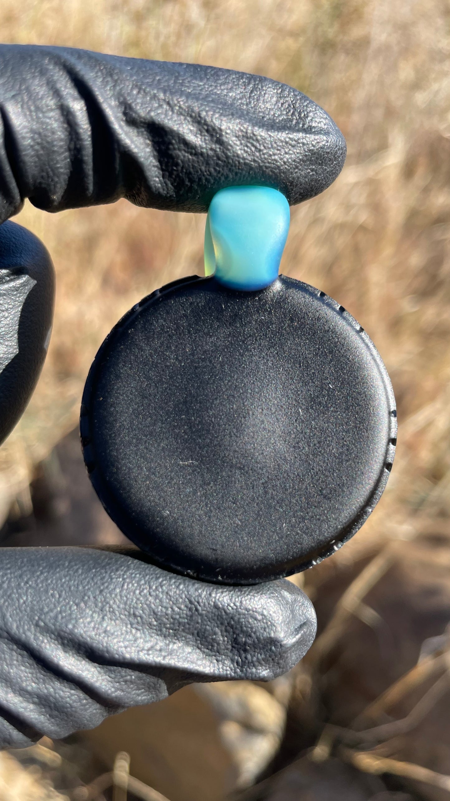 Carved Glass Pendant with Opals
