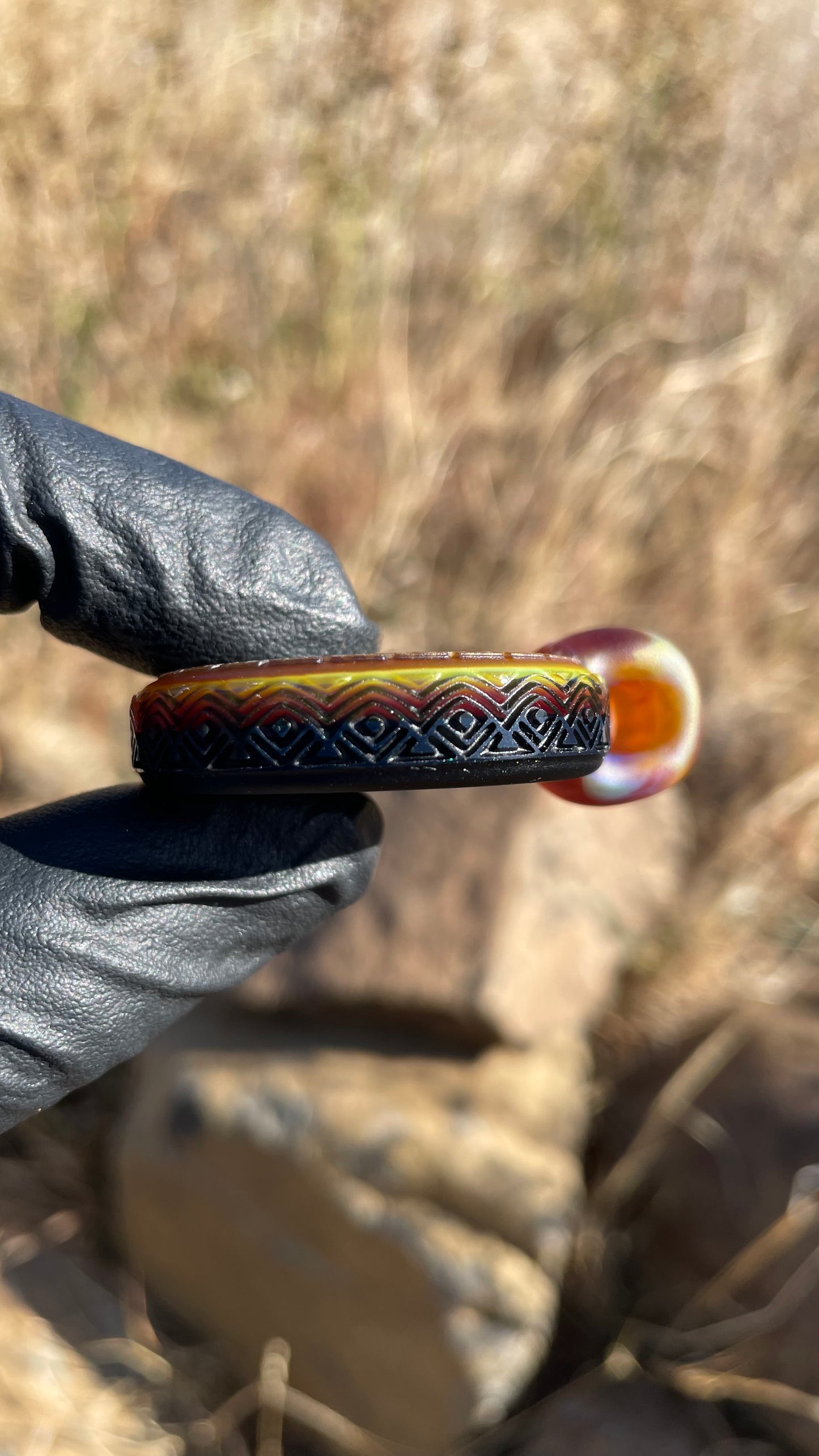Carved Glass Pendant with Opal