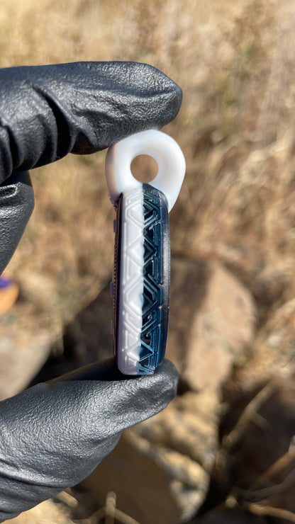 Carved Glass Pendant with Opals