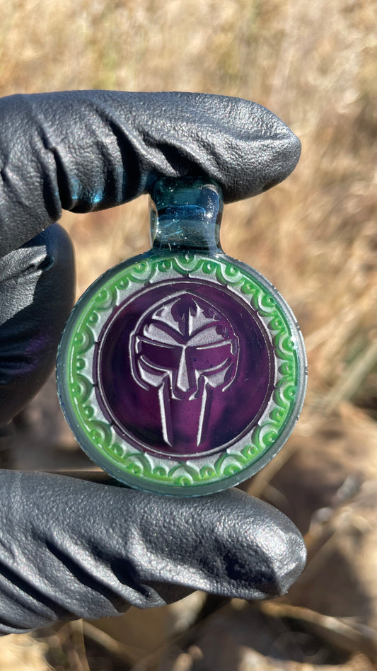 DOOM Carved Glass Pendant
