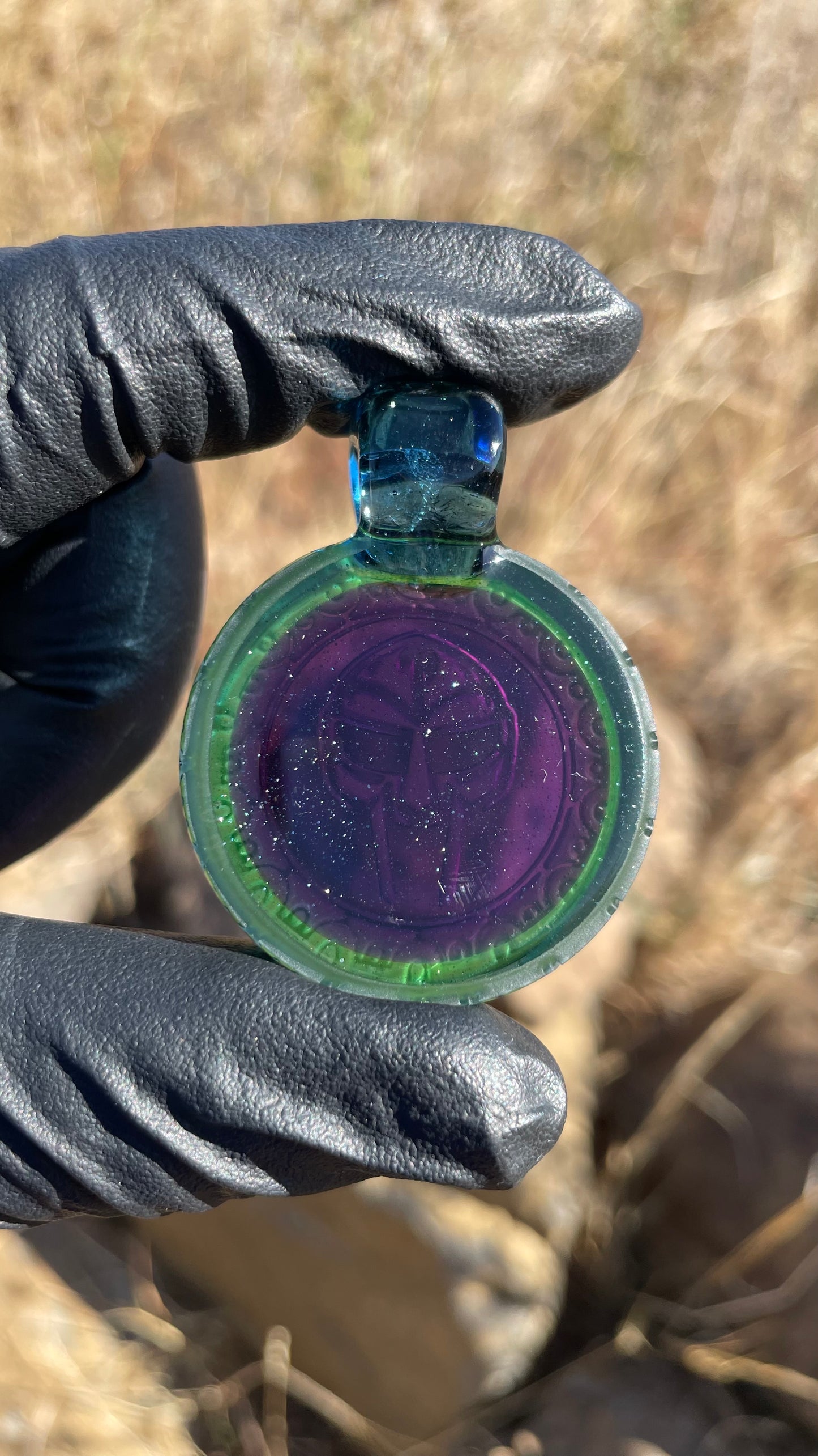 DOOM Carved Glass Pendant