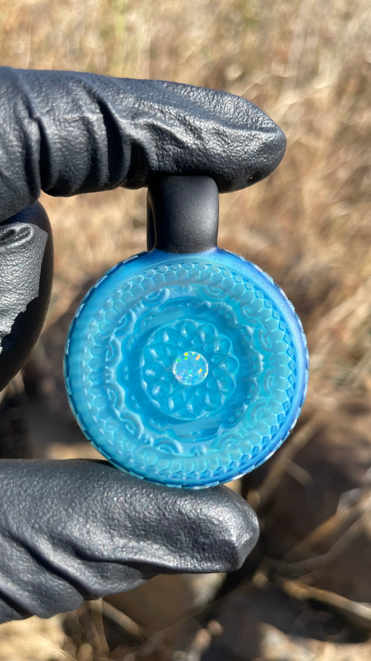 Carved Glass Pendant with Opal
