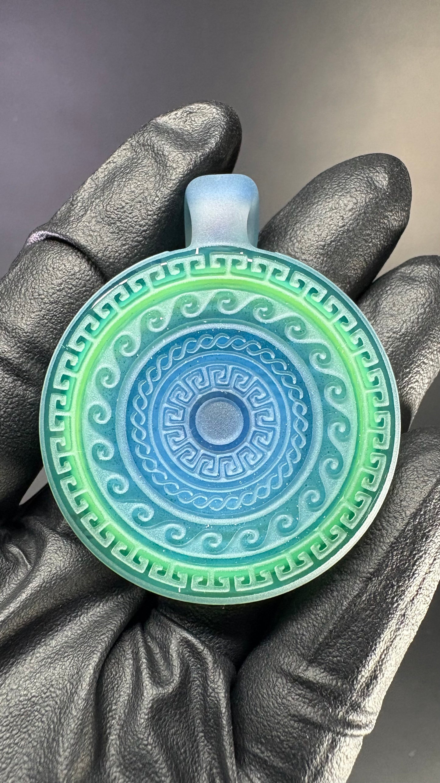 Carved Glass Pendant (UV reactive)