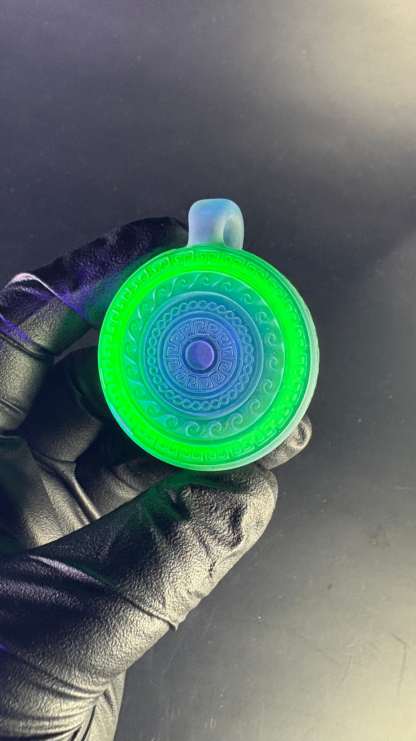 Carved Glass Pendant (UV reactive)