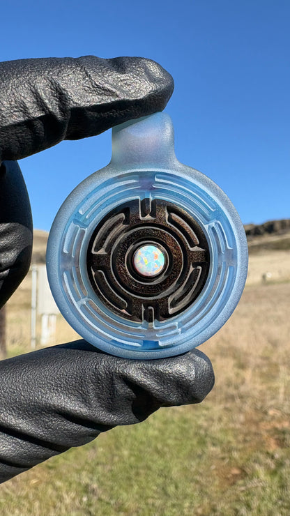 Carved Glass Pendant with Opal