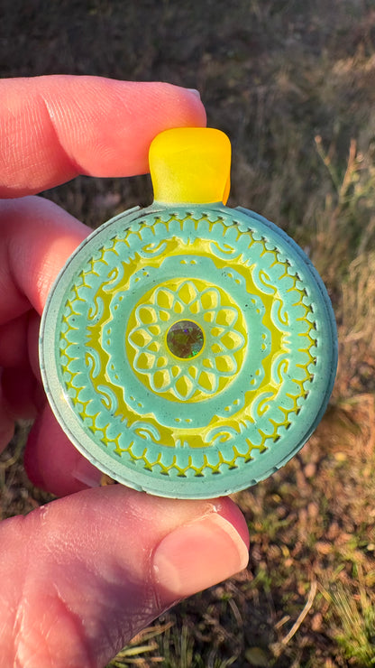 Carved Glass Pendant with Opal