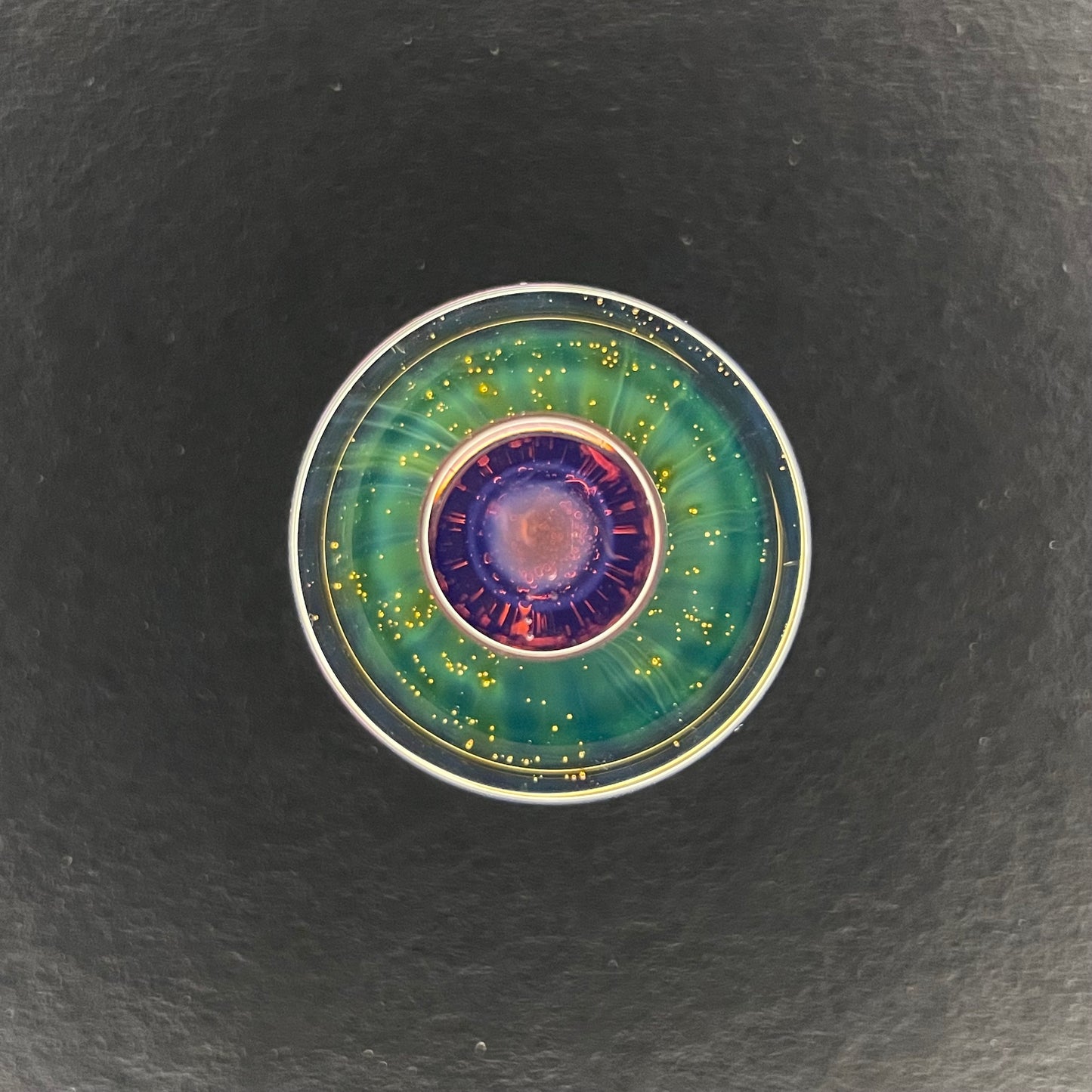 Silver Fumed Cosmic Flat Cap - Dense Gold Purple & Galaxy