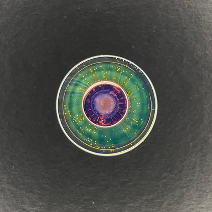 Silver Fumed Cosmic Flat Cap - Dense Gold Purple & Galaxy