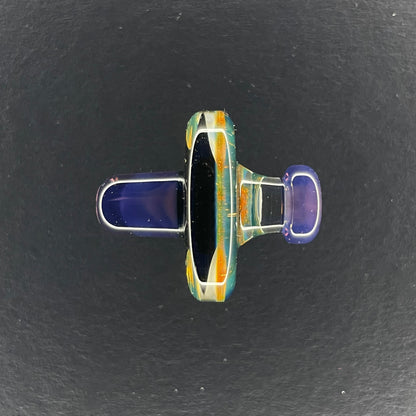 Silver Fumed Cosmic Flat Cap - Dense Gold Purple & Galaxy