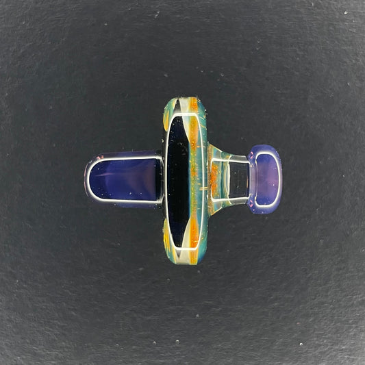 Silver Fumed Cosmic Flat Cap - Dense Gold Purple & Galaxy