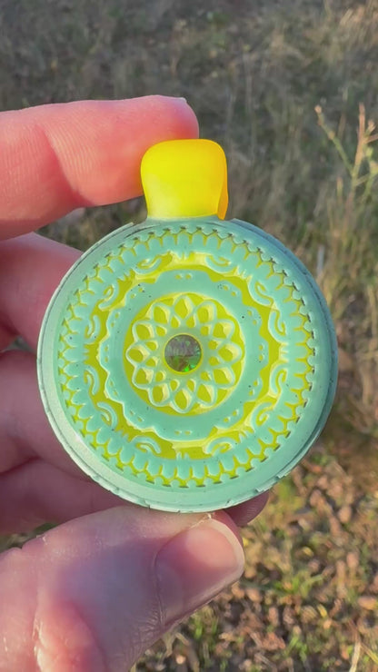 Carved Glass Pendant with Opal