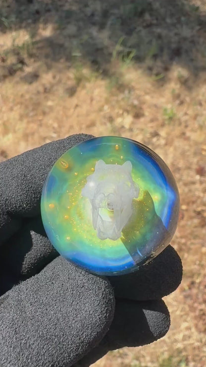 Saber Tooth Skull Cosmic Object #3  w/ Crushed Opal (34.5mm/1.35")