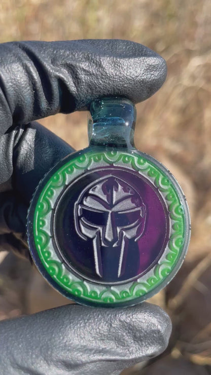 DOOM Carved Glass Pendant